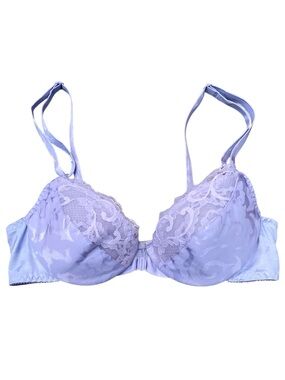 34B Vintage 80s Maidenform Sweet Nothings 6887 Bra Lavender Lace Front Close